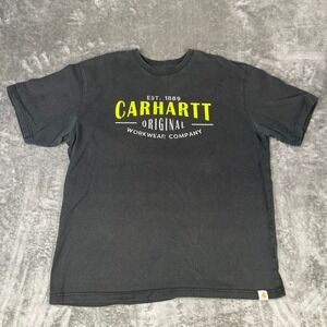 Carhartt Mens Original Fit Graphic T-Shirt Black Large Tall Workwear Logo Tee